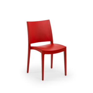 Chaise design 'PABLO' en matière plastique rouge