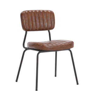 Chaise Diner Indus – simili côtelé, pieds métal - Marron
