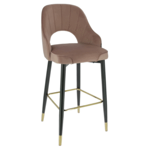 Tabouret Élégance Velours – Rose Poudré & Or