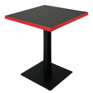 Table Restaurant SOHO – Plateau Noir Design avec Bordure Colorée Rouge, Jaune ou Orange